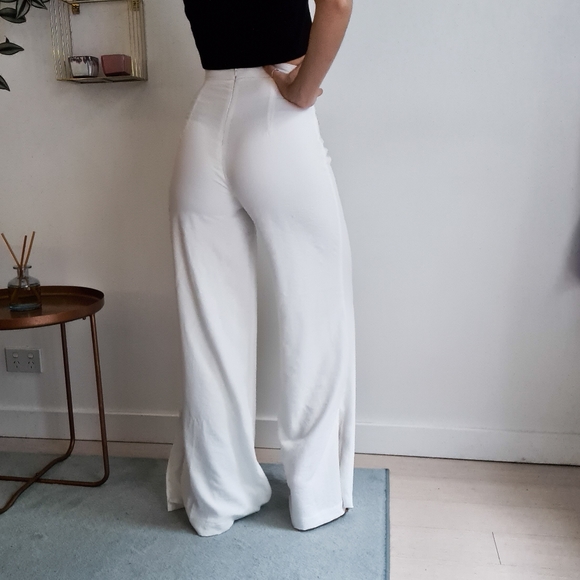 Tiger Mist high waisted wide leg pants | off-white sz small classic chic womens - Picture 12 of 16